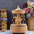 Miniatyrbilde 3 av 5: Musikkboks Merry-Go-Round Hest Musikalsk Boks Dreie Hesteformet Trehåndverk Bursdagsgaver Hjemmeinnredning
