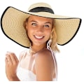 Miniatyrbillede 2 af 5: Dame Straw Solhat (55-60cm), Stor Bredbremmet Strawhat Kvinder B