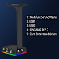 Pikkukuva 3 / 6: ##/Kuulokemikrofoni teline 2 USB-portilla RGB kuulokemikrofoni teline##/