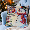 Miniatyrbild 4 av 5: ##/Snögubbe Kuddfodral - 45x45cm Linne Bomull Kuddfodral Carto##/