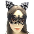 Miniatyrbilde 4 av 5: /#/1/#/(Svart) Halloween Kvinners Blonder Halvmaske med Katteører Hodebånd C/#/