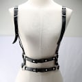 Miniatyrbillede 5 af 6: ##/Punk Talje Bælte Læder Krops Bryst Kæde Sort Goth Vest Bælte Justerbar Krops Smykker til Kvinder Fest Rave Halloween Kostume Piger Cosplay##/