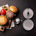 Pikkukuva 5 / 5: Hamburger-puristimen ja patty-paperisetti (musta), Hamburger-puristimen, Gri