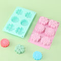 Miniatyrbillede 3 af 5: Sæt med 4 silikone kageforme - 6 blomster pr. form - Til at lave is