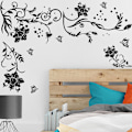 Miniatyrbild 4 av 5: 1 Set Väggdekaler Fjärilar Rankor Blomma Svart PVC Design Wa