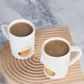 Miniatyrbillede 4 af 5: 1/2 stk. Chokoladefondue Krus 200ml Keramisk Kaffekop med Gafler Smelte Krus til Chokolade Ost Smør Fyrfadslys Fonduegryde Hyggelig Atmosfære M 1pc