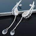 Miniatyrbillede 5 af 5: 1 stk. Dame Engel Vinge Rhinestone Kvast Hænge Ørestik Øreklips Smykkegave Ear Stud Left