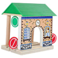 Miniatyrbillede 3 af 4: Træ Jernbanestation Model Børn Træ Tog Byggescene Layout Tilbehør