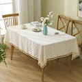 Miniatyrbilde 3 av 5: ##/Landlig bomulls- og linduk med tussete, 140*140cm##/