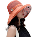 Miniatyrbillede 1 af 5: ##/Mesh Solhatte til Kvinder  UPF UV Beskyttelse  Pakbar  Bred Skygge  Hakesnor##/