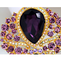 Miniatyrbillede 1 af 3: Mørk lilla krystal knapper broche, skjorte broche knapper, sikkerhed