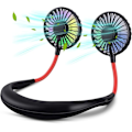 Miniatyrbillede 1 af 5: ##/(sort+rød)  Hals Fan  Bærbar USB Genopladelig LED Fan Hovedtelefon Design Håndfri Personlig##/