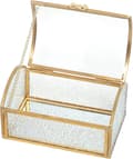Miniatyrbilde 2 av 5: Geometrisk Glass- og Messingboks, Vintage Smykkeboks Utstillingskasse Vi