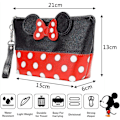 Miniatyrbillede 1 af 5: Mickey Makeup Opbevaringspose, Sløjfe Polka Dot Rejse PU Kvinder Taske, P