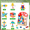 Miniatyrbillede 4 af 5: Træ Tetris Puslespil til Børn (Svampe), 3D Puslespil Montessori Legetøj