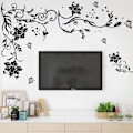 Miniatyrbild 3 av 5: 1 Set Väggdekaler Fjärilar Rankor Blomma Svart PVC Design Wa