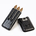 Miniatyrbillede 1 af 5: ##/3 Rør Cigar Etui Krokodille Mønster Læder Cigar Humidor Humidor Cigar Box##/