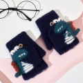 Miniatyrbilde 5 av 5: 2 Par Knittede Hansker til Barn, Barnas Vinterhansker, Mørk Blå og