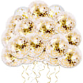 Miniatyrbillede 1 af 5: Guld Konfetti Ballon, 50 stk 12 tommer Latex Party Balloner med G