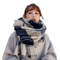 Miniatyrbillede 1 af 5: ##/Efterårs imitation cashmere plaid tørklæde##/