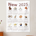 Miniatyrbilde 4 av 5: 2025 Veggkalender Lettlest Trykk Veggdekorasjon Vaskbar Hjemmekontor Dekor Påminnelse for Viktige Datoer Rektangulær Rivsikker Tapet Kontor C