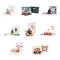 Miniatyrbild 3 av 5: ##/3D Julhälsningskort Kuvert Tomte Renen Snögubbe Tema##/