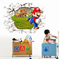 Miniatyrbild 1 av 5: Väggdekaler 3D Brutet Vägg Mario Väggdekaler Mural Dekaler för