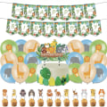 Miniatyrbillede 2 af 4: Jungle Dyr Løve Tiger Safari Tema Fødselsdagsfest Sæt Flag Kage