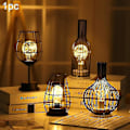 Miniatyrbillede 3 af 5: Bordlampe lavet af moderne sort jernwire - Bur-stil
