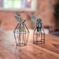 Miniatyrbillede 1 af 3: ##/(2-delt) dekorativ metalvase - moderne borddekoration, geometrisk design##/