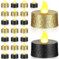 Miniatyrbillede 1 af 5: 24 stk. Guld Blinkende LED Telys Sorte Flammeløse Telys