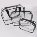 Miniatyrbillede 2 af 6: ##/in 1 Gaveposer Transparent PVC Rejsetaske Vandtæt Multifunktionel Kosmetikposer Makeupposer til Rejser 3 stk (Sort)##/
