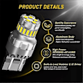 Miniatyrbillede 3 af 5: Bil T20 7440 W21w Led Canbus Baklygter W21/5w 7443 Led Pære Brems Blinklys 6500k Supe