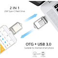 Pikkukuva 5 / 5: 32 Gt Mini USB 3.0 Type C Kaksois-USB-muistitikku, OTG Nopea W