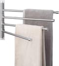 Håndklædeholder med 4 arme, SUS304 rustfrit stål, badeværelsesopbevaringsholder, 180° drejelig vægmontering, børstet (1 pakke)