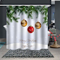 Miniatyrbillede 1 af 5: ##/Julebrusbadforhæng med kroge - Julekugler - 180X180CM, Wa##/