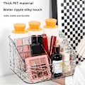 Miniatyrbillede 3 af 5: Klar Makeup Opbevaringsboks Kosmetik Organizer med Vandbølge Tekstur Åbent Design Nem Adgang Opdelt Opbevaringsboks til Hjemmekontor Soveværelse Kollegium 3Grids