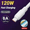 Miniatyrbillede 3 af 5: Datakabel Sikker Hurtig Opladning 120W Type-C Mobiltelefon Datalinje Opladerledning til Hjemmet C