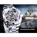 Miniatyrbillede 3 af 6: ##/Mænds Automatisk Selvoppladende Mekanisk Armbåndsur med Rustfrit Stål Armbånd##/