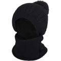 Miniatyrbillede 3 af 5: Varmt Fleece Hættehue - Sort Halsvarmer Strikket Hue Tyk Hue
