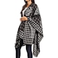 Miniatyrbillede 5 af 5: ##/Dames Modebevidst Blomstermønstret Vendbar Shawl Kappe - Sort, Shawl S##/