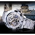 Miniatyrbild 2 av 6: ##/Herrar Automatisk Självdragande Mekanisk Armbandsur med Rostfritt Stål Armband##/