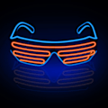 Miniatyrbilde 2 av 3: Neon Rave Briller (Blå+Oransje) Blinkende LED Solbriller Lys Opp D