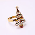 Miniatyrbilde 3 av 5: ##/6 Stykker Kreative Serviettringer - Fargerikt Juletre med Diamant##/