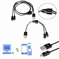 Miniatyrbilde 2 av 5: USB 2.0 Hann til Micro USB 2.0 Hann 1 til 2 Y Splitter Lader Datakabel Ledning 20cm