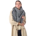 Miniatyrbillede 3 af 5: Dame Sort og Hvid Rutet Sjal Stor Plaid Akryl Uld Lang