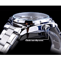 Miniatyrbillede 4 af 6: ##/Mænds Automatisk Selvoppladende Mekanisk Armbåndsur med Rustfrit Stål Armbånd##/