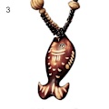 Miniatyrbillede 1 af 5: Boho Dame Elefant Delfin Fisk Dyr Blad Vedhæng Perlebesat Lang Halskæde i Træ 3