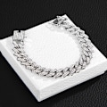 Miniatyrbillede 6 af 6: ##/Cuban Link Kæde til Mænd Iced Out Miami Cuban Link Halskæde Guld Sølvbelagt Halskæder Diamant Kæde Bling Bling Hip Hop Smykker Sølv##/