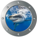 Miniatyrbild 1 av 4: ##/3D Ubåtslucka väggdekal - Haj (Diameter: 29cm), Vägg##/
